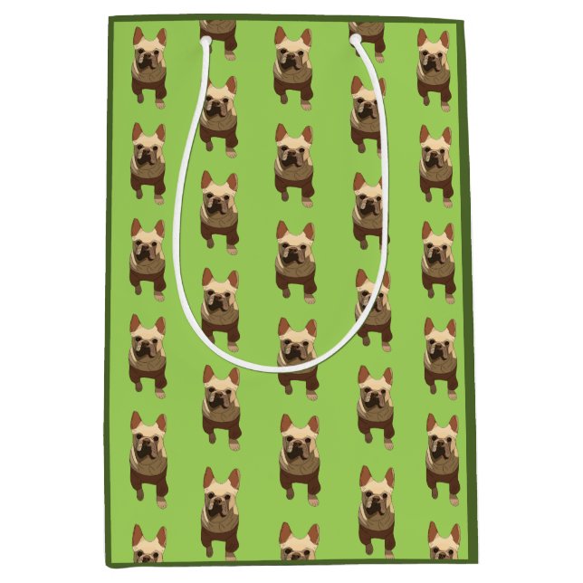 Bolsa De Regalo Mediana French Bulldog, Lime Green (Anverso)