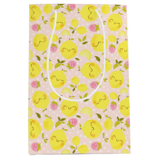 Bolsa De Regalo Mediana Fresa limón rosa