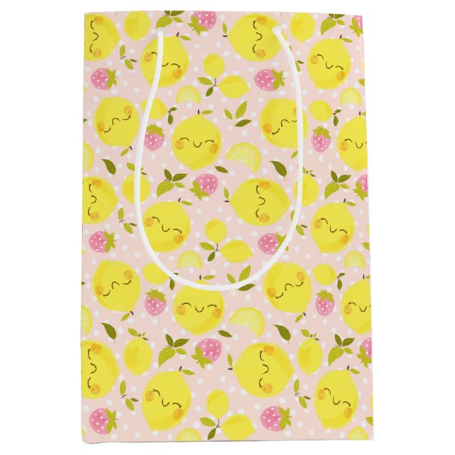 Bolsa De Regalo Mediana Fresa limón rosa (Anverso)
