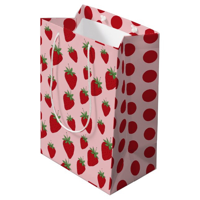 Bolsa De Regalo Mediana Fresas rosadas (Angulo reverso)