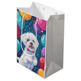 Bolsa De Regalo Mediana Frisia de Bichon con globos