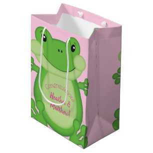 Bolsa De Regalo Mediana Frog Baby Shower Pink