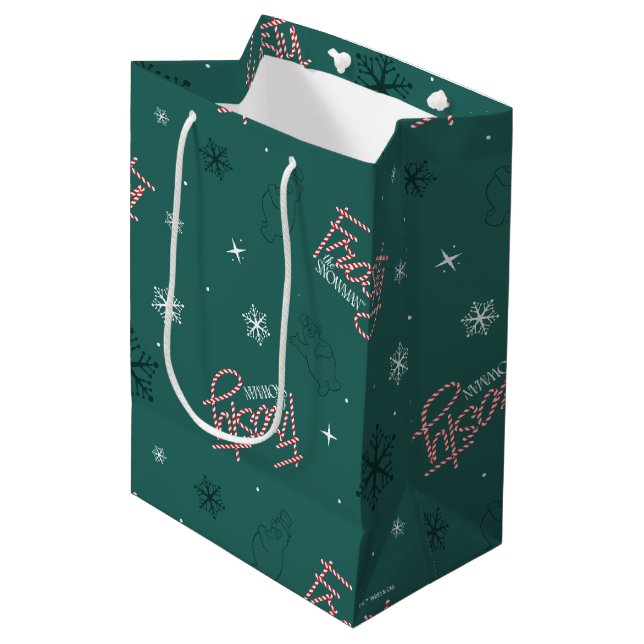 Bolsa De Regalo Mediana Frosty el patrón de copos de nieve verde (Angulo Anverso)