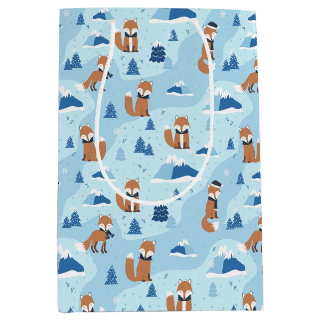 Bolsa De Regalo Mediana Frosty Winter Foxes (Anverso)