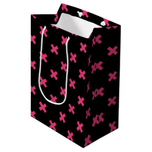Bolsa De Regalo Mediana Fuchsia cruza puntos en negro