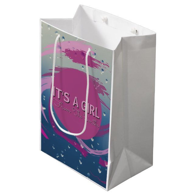 Bolsa De Regalo Mediana Fucsia Romántico y Pincelada Rosa Suave (Angulo Anverso)