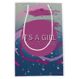 Bolsa De Regalo Mediana Fucsia Romántico y Pincelada Rosa Suave