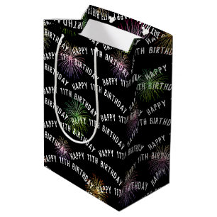 Bolsa De Regalo Mediana Fuegos artificiales de cumpleaños 11 feliz