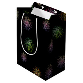 Bolsa De Regalo Mediana Fuegos artificiales de cumpleaños 19 feliz sobre n