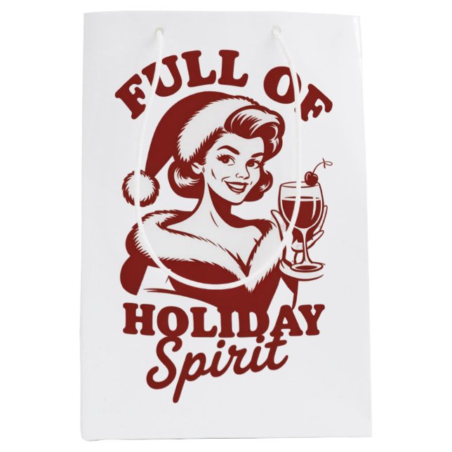 Bolsa De Regalo Mediana Full Of Holiday Spirit Wine Snarky Christmas Xmas (Anverso)