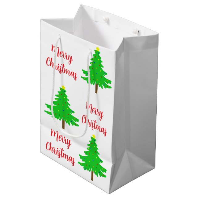 Bolsa De Regalo Mediana Fun Festive Merry Christmas Trees (Angulo Anverso)