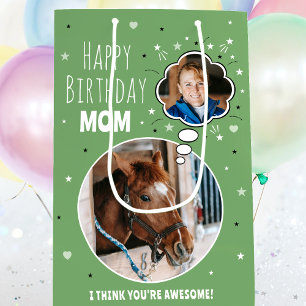 Bolsa De Regalo Mediana Fun Horse Mom Birday Thought Bubble Photo Green