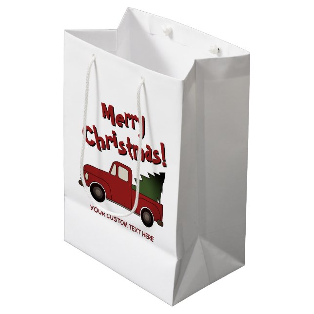 Bolsa De Regalo Mediana Fun old red truck with Christmas tree custom (Angulo Anverso)