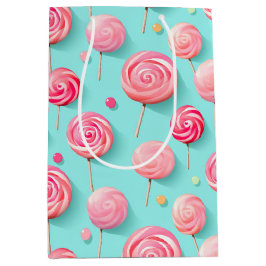 Bolsa De Regalo Mediana Fun Pink and Blue Lollipops Candy Lane