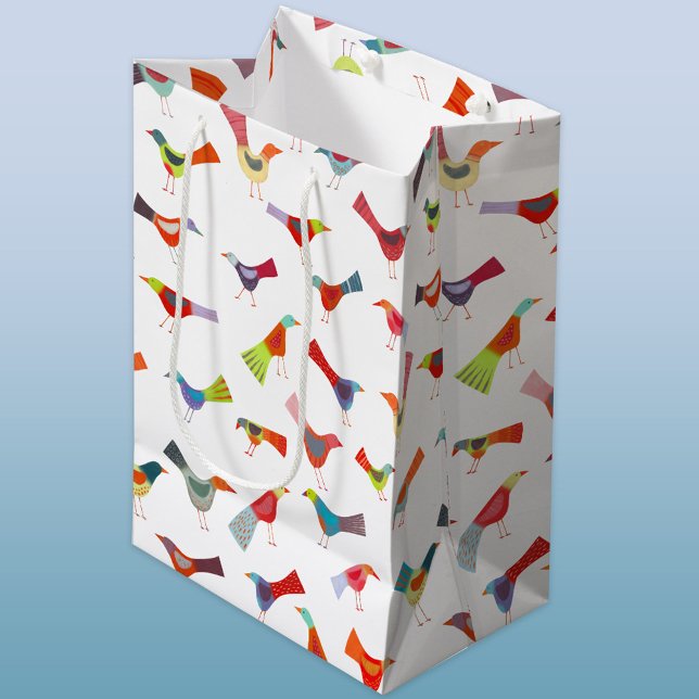 Bolsa De Regalo Mediana Fun Rainbow Bird (Fun rainbow bird pattern gift bag)