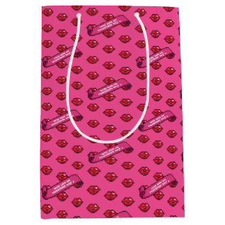 Bolsa De Regalo Mediana Fun Red Lips With Love On Valentine's Day Pattern