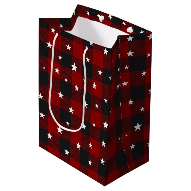 Bolsa De Regalo Mediana Funda roja y negra con estrellas (Angulo Anverso)