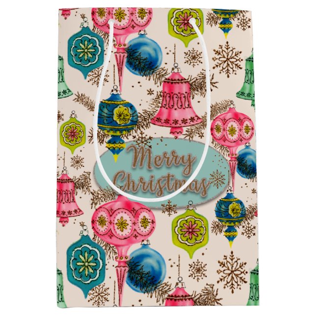 Bolsa De Regalo Mediana Funky Bright Retro Christmas (Anverso)