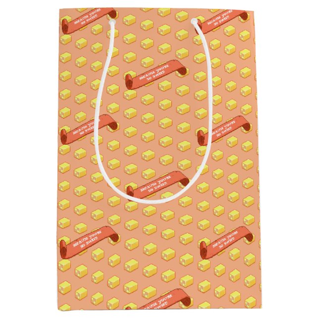 Bolsa De Regalo Mediana Funny Battenberg Because You're So Sweet Pattern (Anverso)