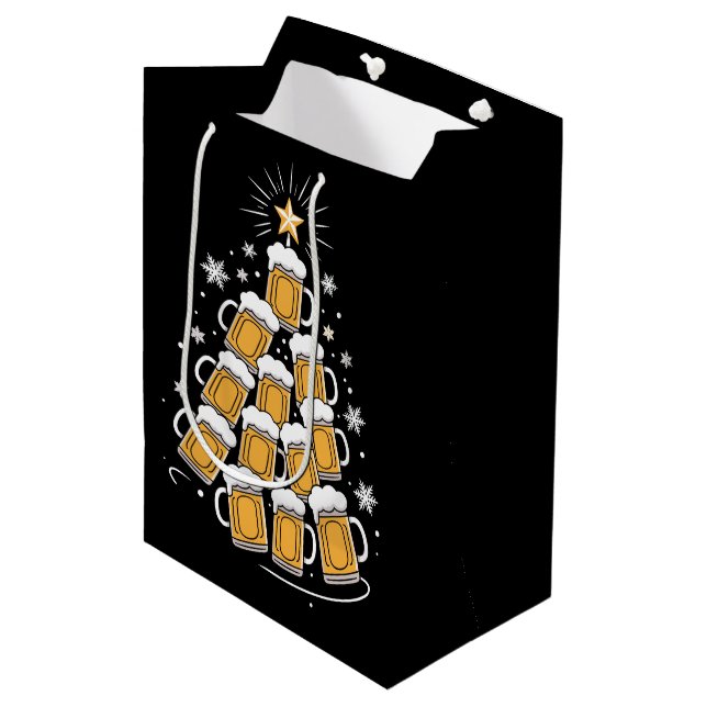Bolsa De Regalo Mediana Funny Beer Christmas Tree Holiday Drinking (Angulo Anverso)