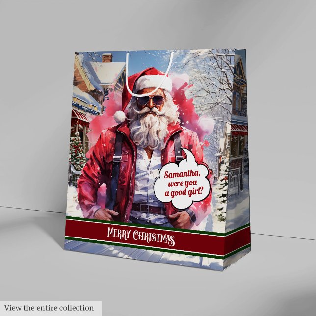 Bolsa De Regalo Mediana Funny Christmas Gift Bag Handsome Santa Keepsake (Funny Christmas Gift Bag Handsome Santa Keepsake)