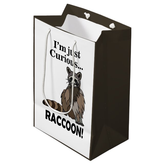 Bolsa De Regalo Mediana Funny Curious Raccoon (Angulo Anverso)