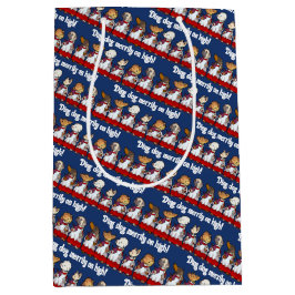 Bolsa De Regalo Mediana Funny Dog Choir Ding Dog Xmas Carol Pun Cartoon