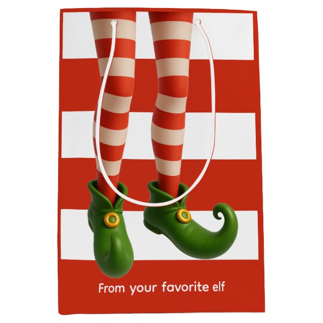Bolsa De Regalo Mediana Funny Elf Legs | North Pole Mischief Gift Wrap  (Anverso)