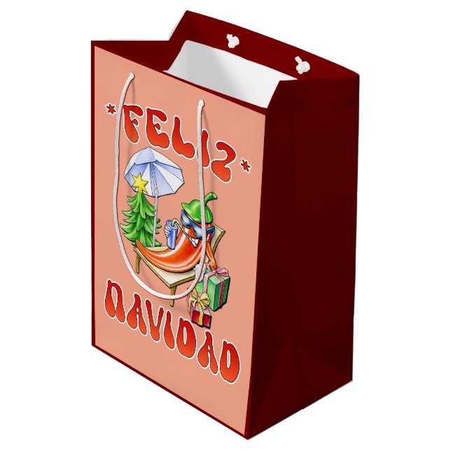Bolsa De Regalo Mediana Funny Feliz Navidad Navidad Chili (Angulo reverso)