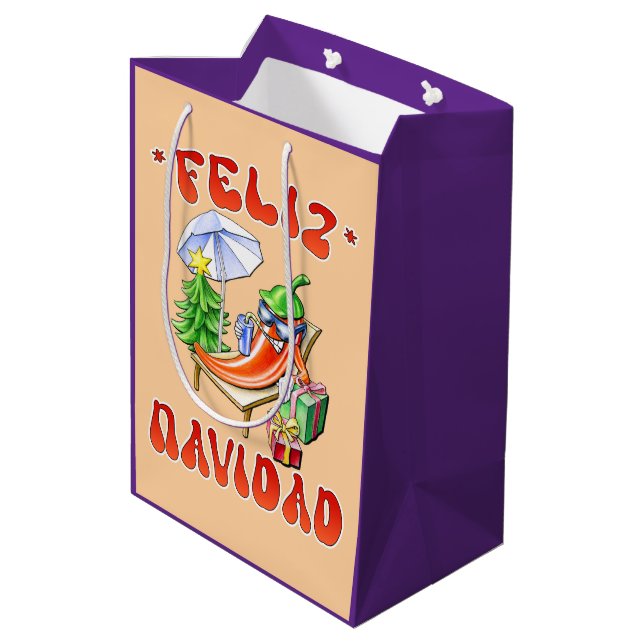 Bolsa De Regalo Mediana Funny Feliz Navidad Navidad Chili (Angulo reverso)