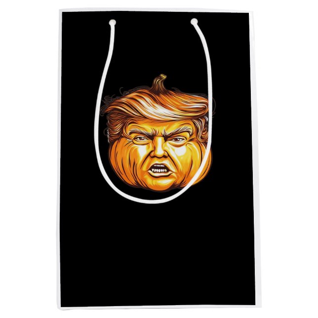 Bolsa De Regalo Mediana Funny Halloween Calabaza Parodia política Donald T (Anverso)