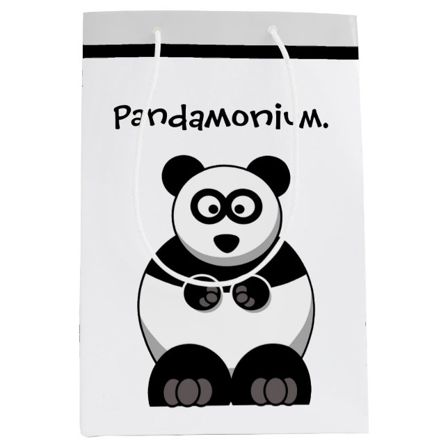 Bolsa De Regalo Mediana Funny Pandamonium Panda Personalizado, Cute Stress (Anverso)