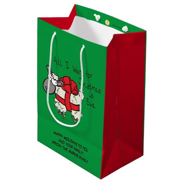 Bolsa De Regalo Mediana Funny Personalizado de Navidades de Holiday Cute S (Angulo Anverso)