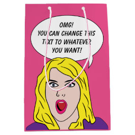 Bolsa De Regalo Mediana FUNNY RETRO WOMAN personalizado