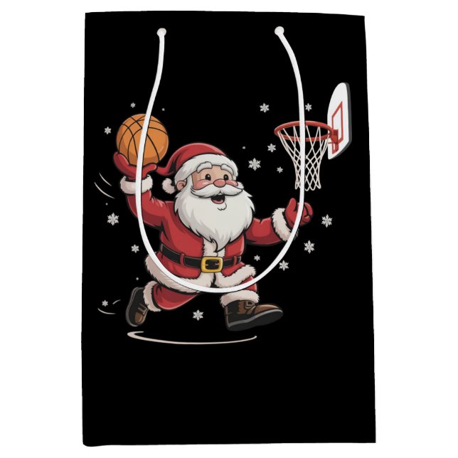 Bolsa De Regalo Mediana Funny Santa Playing Basketball Christmas Gift Xmas (Anverso)