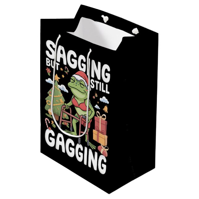 Bolsa De Regalo Mediana Funny SarcasticChristmas Sagging But Still Gagging (Angulo Anverso)