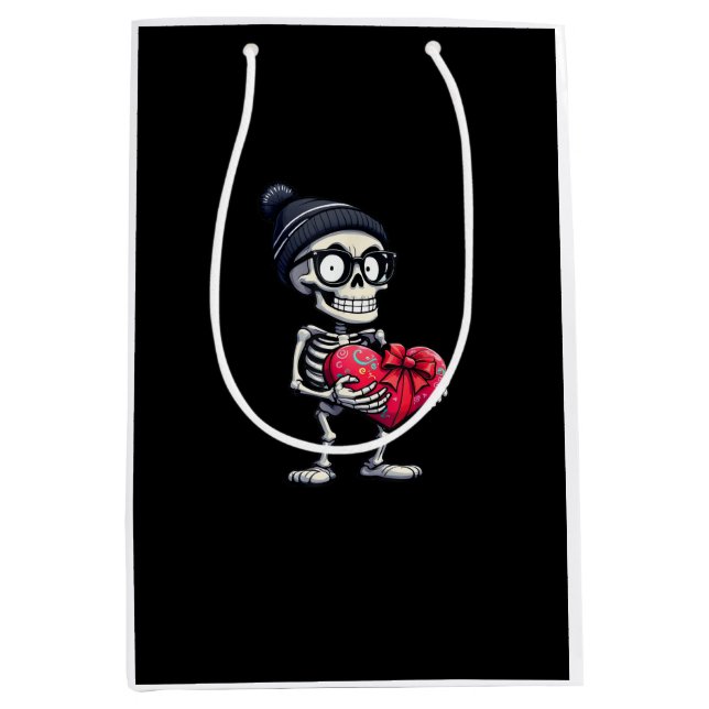 Bolsa De Regalo Mediana Funny Skeleton Men Skeleton Heart Valentines (Anverso)