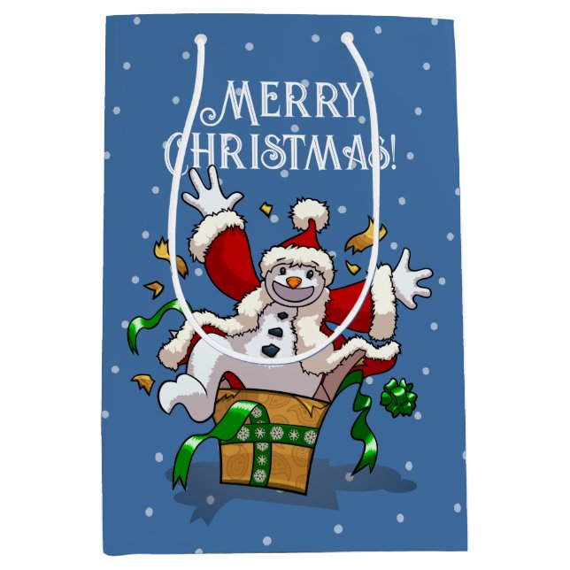 Bolsa De Regalo Mediana Funny Snowman Merry Christmas Surprise Cartoon (Anverso)