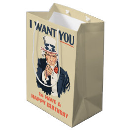 Bolsa De Regalo Mediana Funny Uncle Sam Patriotic Cumpleaños