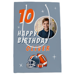 Bolsa De Regalo Mediana Fútbol Ball Casco Personalizado Foto Cumpleaños