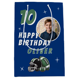 Bolsa De Regalo Mediana Fútbol Ball Casco Personalizado Foto Cumpleaños
