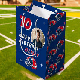 Bolsa De Regalo Mediana Fútbol Ball Casco Personalizado Foto Cumpleaños