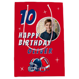 Bolsa De Regalo Mediana Fútbol Ball Casco Personalizado Foto Cumpleaños