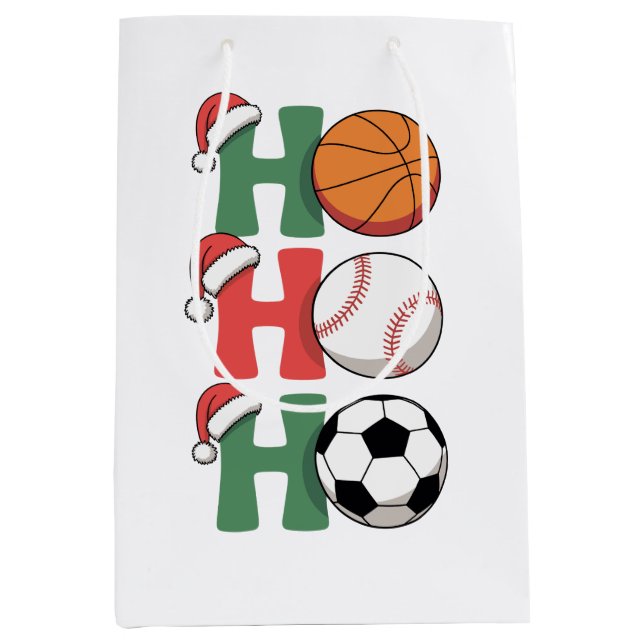 Bolsa De Regalo Mediana Fútbol de baloncesto Ho Santa Navidades (Anverso)