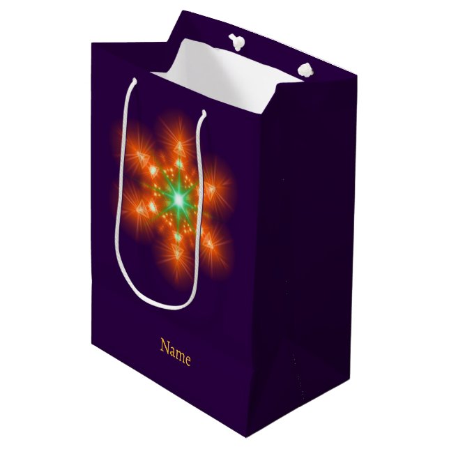 Bolsa De Regalo Mediana Futuristic Neon Glow Flower Graphic (Angulo Anverso)