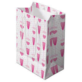 BOLSA DE REGALO MEDIANA GAFAS CUIDADOS DE CHAMPAÑA ROSA Y CORAZÓN