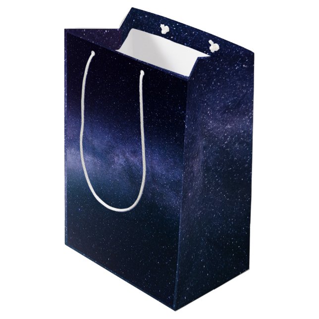 Bolsa De Regalo Mediana Galaxia azul marina Estrellas nocturnas estelares  (Angulo reverso)