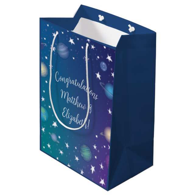 Bolsa De Regalo Mediana Galaxia Baby Shower del espacio ultraterrestre (Angulo reverso)