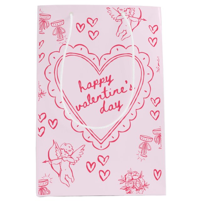 Bolsa De Regalo Mediana Galentine’s Day Valentine Girly Pink (Anverso)