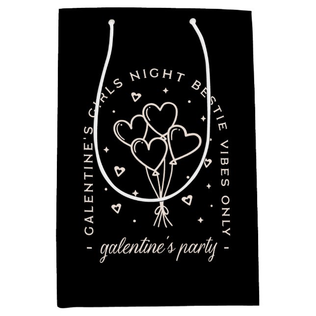 Bolsa De Regalo Mediana Galentines fiesta bestias chicas noche negro (Anverso)